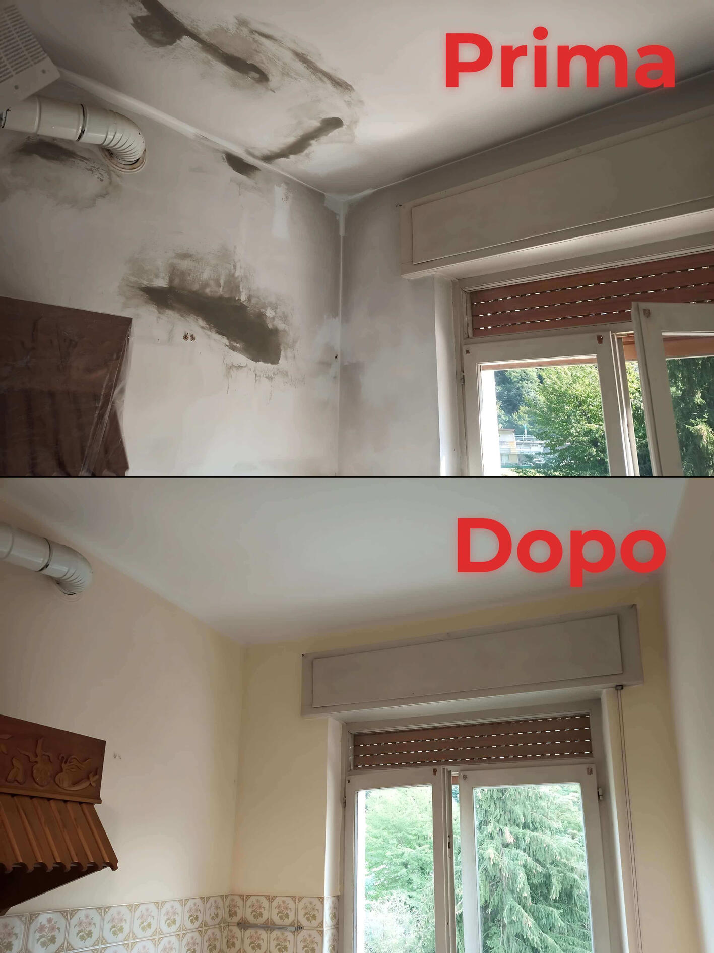 Rifacimento muro con muffa Imbianchino Bergamo Prima e Dopo Muro Con Muffa