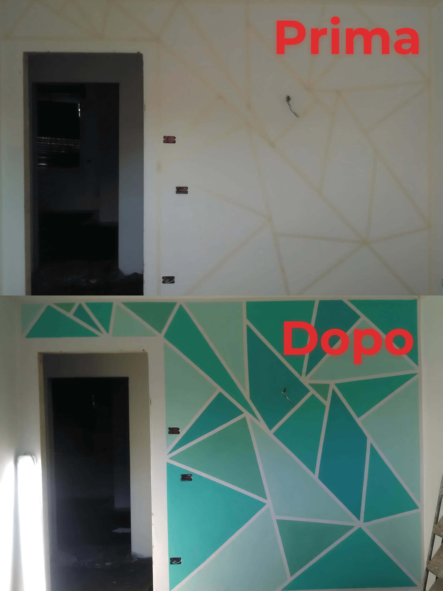 Tinteggiatura muro azzurro Imbianchino Bergamo Prima e Dopo Muro Tinteggiatura Muro Azzurro